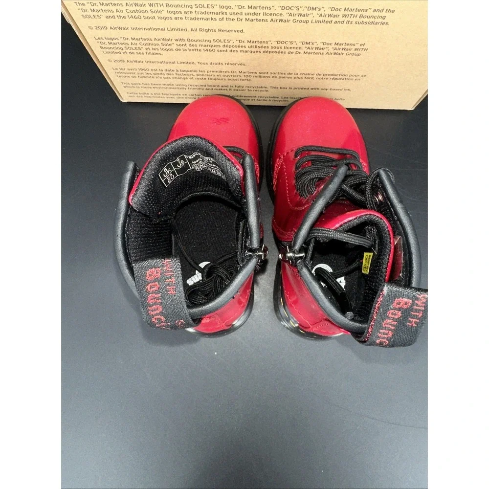Dr. Martens 1460 T Toddler Boots Bright Red‎ Cosmic Glitter Side Zip Size 8 US